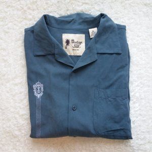 VINTAGE 100% Silk Collared Button Down Tee XL